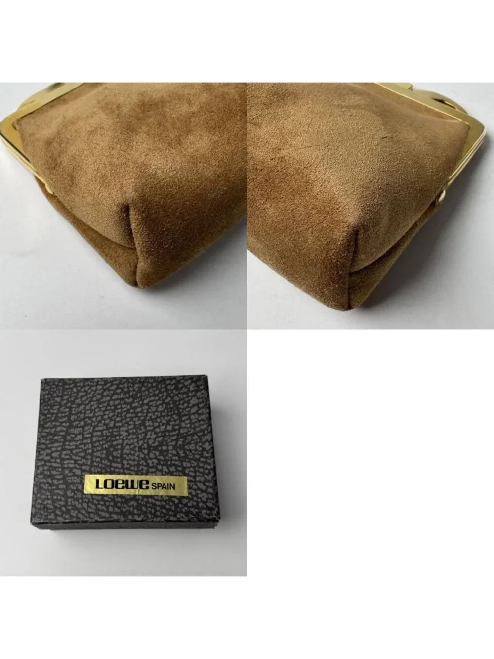 Loewe Anagram Suede Coin Case Kiss Lock Vintage